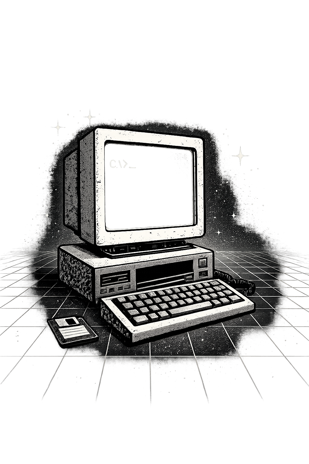 Computador retrô do exploitCamp